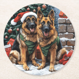 Weihnachtshirdhunde Runder Pappuntersetzer