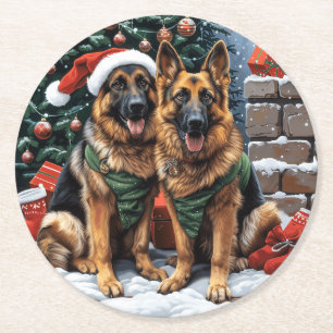 Weihnachtshirdhunde Runder Pappuntersetzer