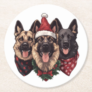 Weihnachtshirdhunde Runder Pappuntersetzer