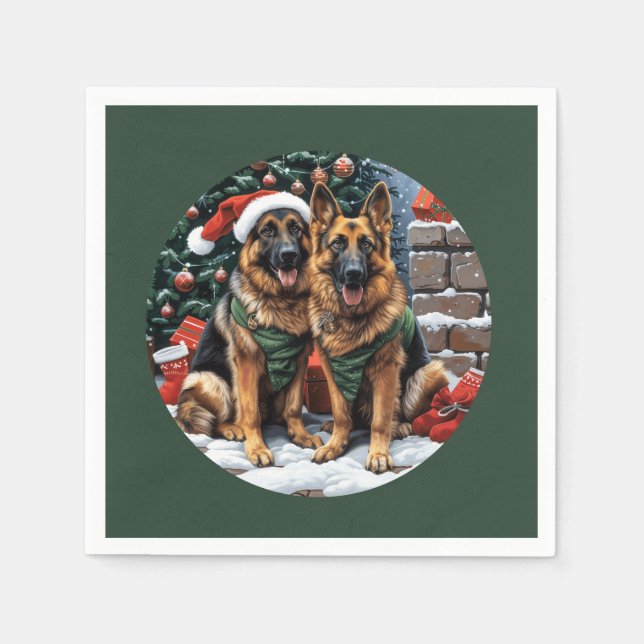 Weihnachtshirdhunde Serviette (Vorderseite)