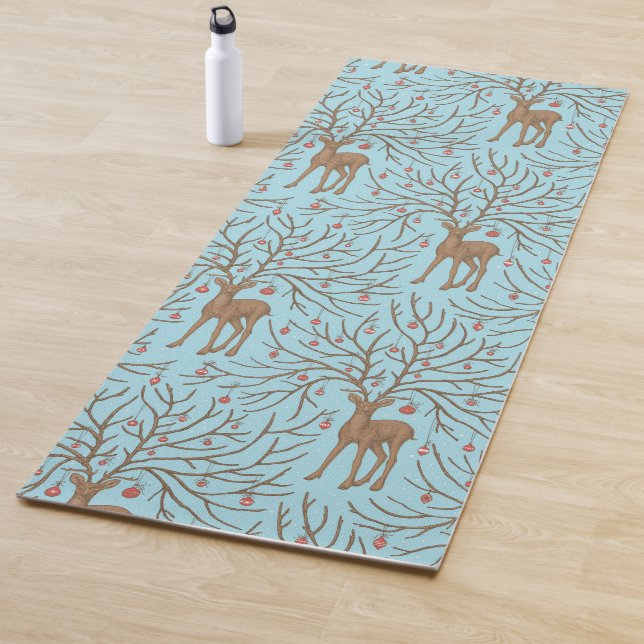 Weihnachtshirsch auf blau yogamatte (Beispiel)