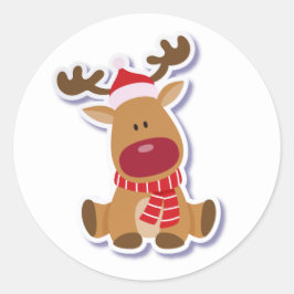 Weihnachtshirsch Entzücken Runder Aufkleber