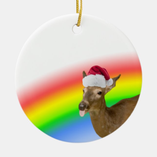Weihnachtshirsch Keramik Ornament (Vorne)