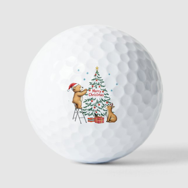 Weihnachtshirsch und Bär Golfball (Vorderseite)