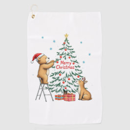 Weihnachtshirsch und Bär Golfhandtuch