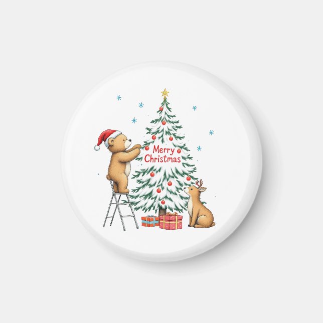 Weihnachtshirsch und Bär Magnet (Vorne)