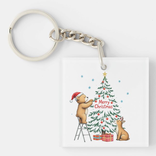 Weihnachtshirsch und Bär Schlüsselanhänger (Vorderseite)