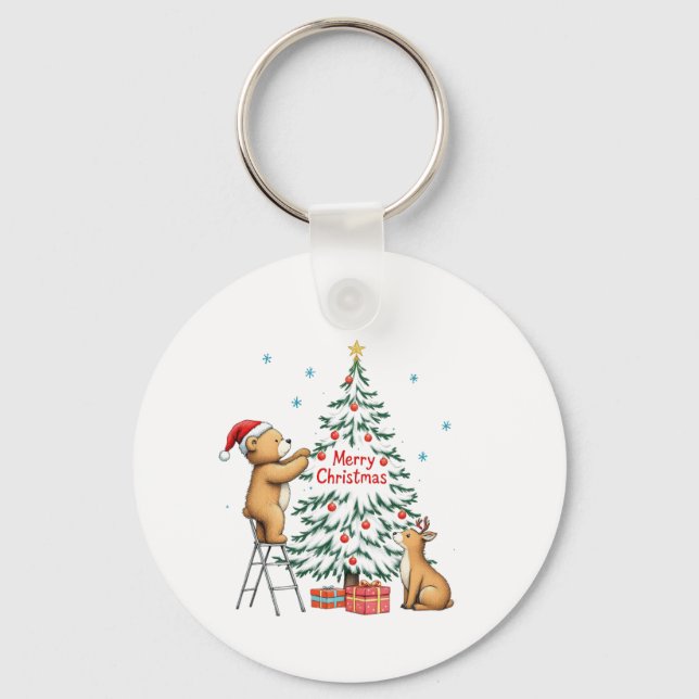 Weihnachtshirsch und Bär Schlüsselanhänger (Vorderseite)