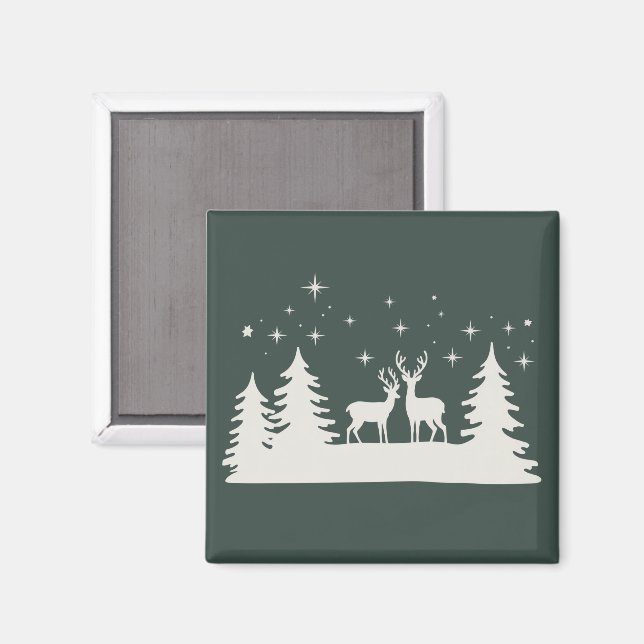 Weihnachtshirsch Winterzeit Feiertag  Magnet (Vorderseite/Rückseite)