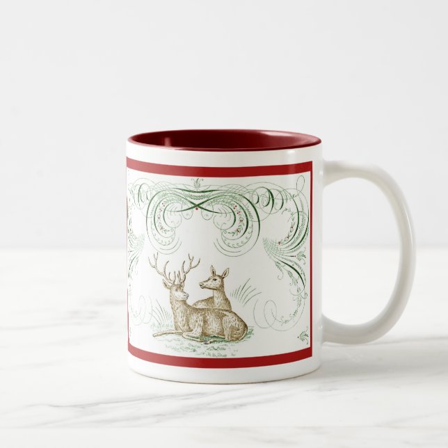 Weihnachtshirsch Zweifarbige Tasse (Rechts)