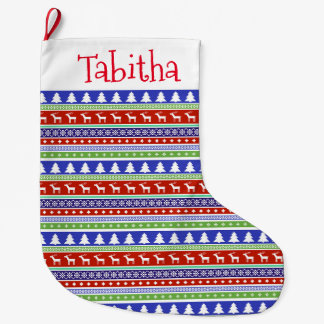Weihnachtshirsche, Bäume und Schneeflocken Großer Weihnachtsstrumpf