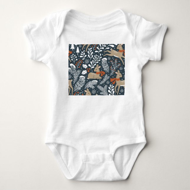Weihnachtshirsche, festliches Design Baby Strampler (Vorderseite)