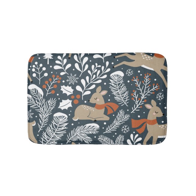 Weihnachtshirsche, festliches Design Badematte (Vorderseite)