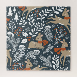 Weihnachtshirsche, festliches Design Puzzle