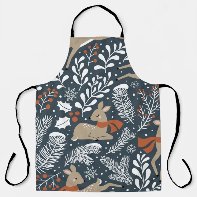 Weihnachtshirsche, festliches Design Schürze (Vorderseite)