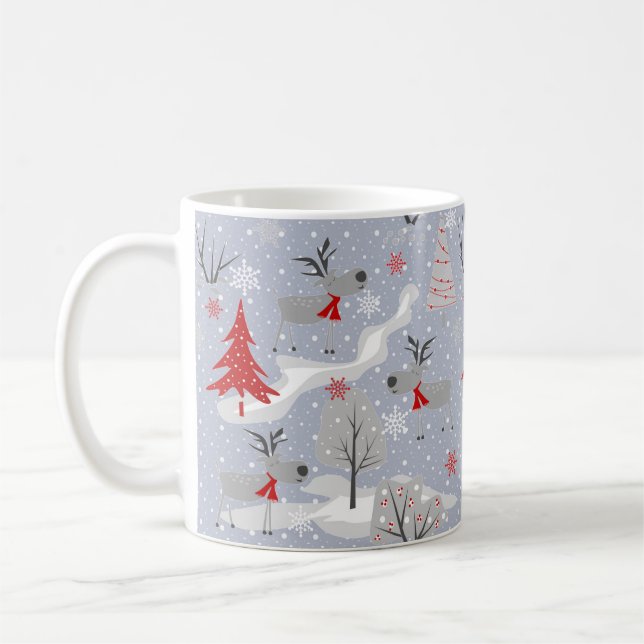 Weihnachtshirsche im Wald. Kaffeetasse (Links)