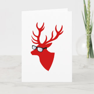 Weihnachtshirsche mit Nerd-Brille Feiertagskarte