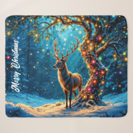 Weihnachtshirsche schneebedeckter Glitzer Glühen Sherpadecke