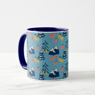 Weihnachtshirsche, Weihnachtsbäume, Berge Tasse
