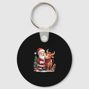 Weihnachtshochlandkuh mit Santa Schottland Vintage Schlüsselanhänger