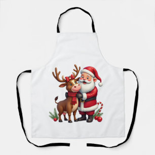 Weihnachtshochlandkuh mit Santa Schottland Vintage Schürze