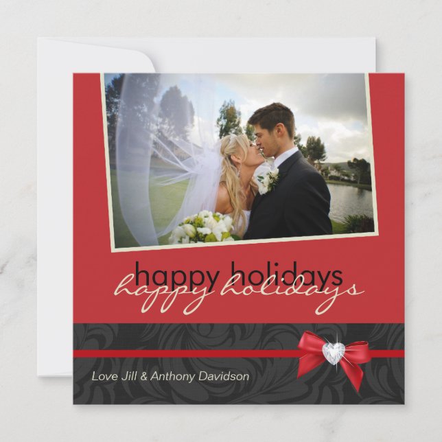 Weihnachtshochzeit danken Ihnen Foto-Karte Dankeskarte (Vorderseite)