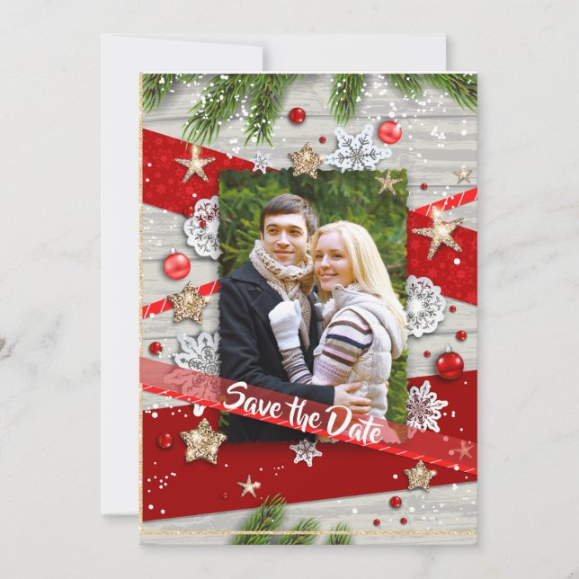 Weihnachtshochzeit Das Datum speichern Save The Date (Vorderseite)