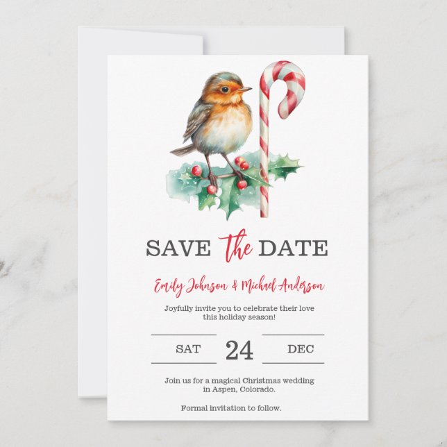 Weihnachtshochzeit Save The Date (Vorderseite)