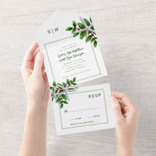 Weihnachtshochzeit Seesterne Holly Alles in einem  All In One Einladung