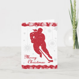 Weihnachtshockey Frauen Rote Schneeflocken Weiblic Feiertagskarte