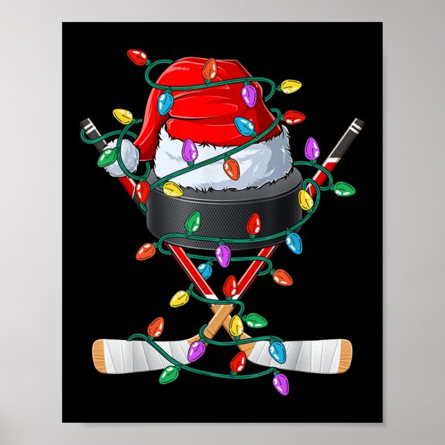 Weihnachtshockey Xmas Weihnachtssport Hat Ball Kin Poster (Vorne)