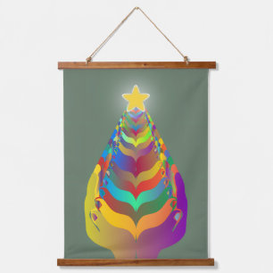 Weihnachtshoffnung und Zusammengehörigkeit Wandteppich Mit Holzrahmen