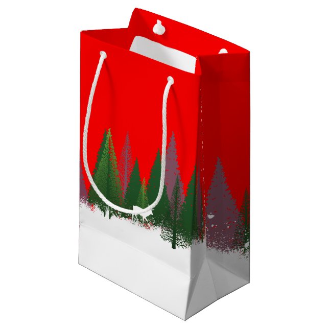 Weihnachtsholz-Scanner-Papiertasche Kleine Geschenktüte (Vorderseite Schrägansicht)