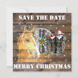 Weihnachtshorn Wagon Cowboy Stiefel Horseshoe Save The Date