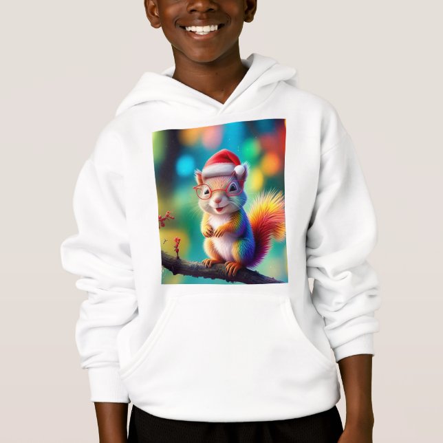Weihnachtshörnchen als Weihnachtsmann-56765 Hoodie (Vorderseite)
