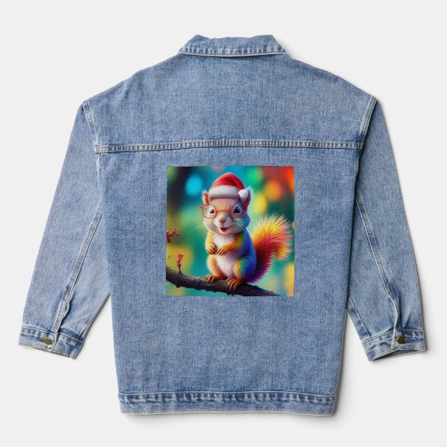 Weihnachtshörnchen als Weihnachtsmann-56765 Jeansjacke (Rückseite)