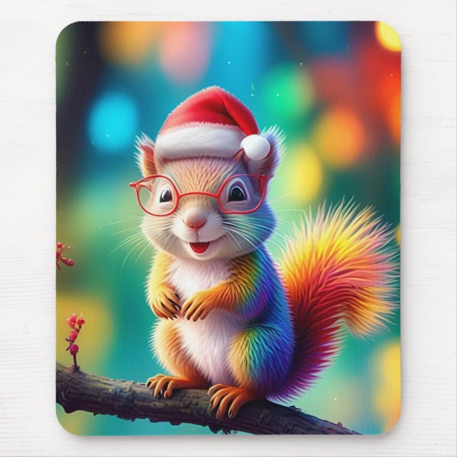 Weihnachtshörnchen als Weihnachtsmann-56765 Mousepad (Vorne)