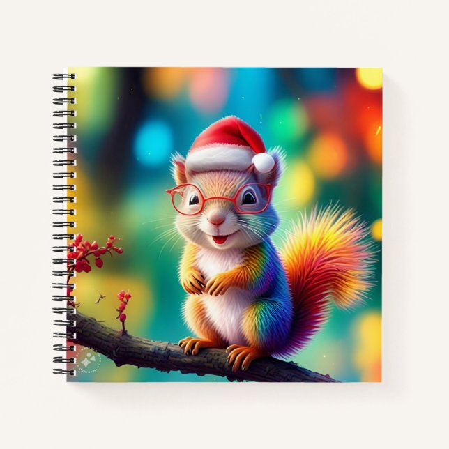 Weihnachtshörnchen als Weihnachtsmann-56765 Notizbuch (Vorderseite)