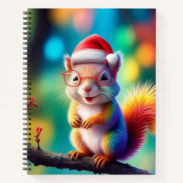 Weihnachtshörnchen als Weihnachtsmann-56765 Notizbuch (Vorderseite)