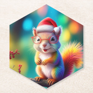 Weihnachtshörnchen als Weihnachtsmann-56765 Untersetzer