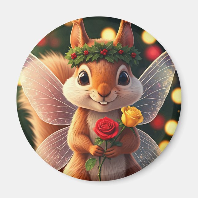 Weihnachtshörnchen Fairy Magnet (Vorne)