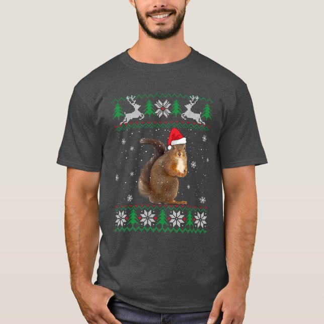 Weihnachtshörnchen Lover Weihnachtsmannmütze Tiere T-Shirt (Vorderseite)