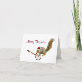 Weihnachtshörnchen mit Banjo Feiertagskarte