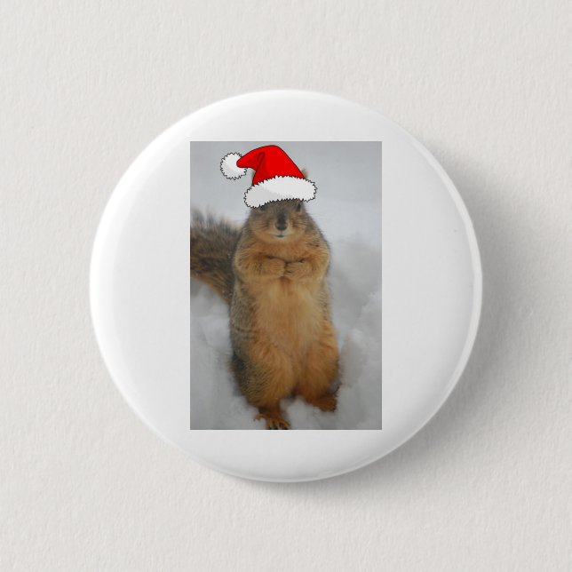 Weihnachtshörnchen mit dem Weihnachtsmann Button (Vorderseite)