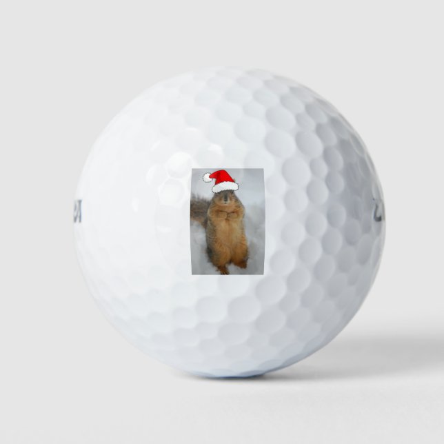 Weihnachtshörnchen mit dem Weihnachtsmann Golfball (Vorderseite)