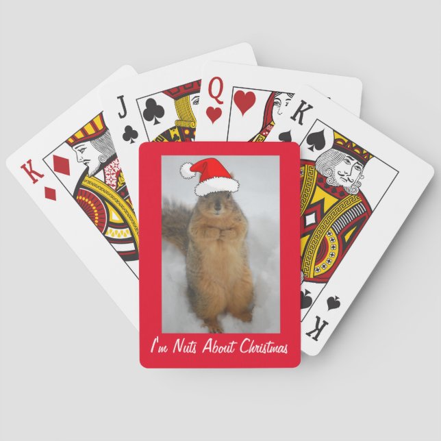 Weihnachtshörnchen mit dem Weihnachtsmann Spielkarten (Rückseite)