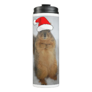 Weihnachtshörnchen mit dem Weihnachtsmann Thermosbecher