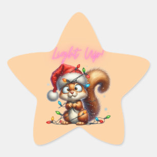Weihnachtshörnchen mit festlicher Lichtkarte Stern-Aufkleber