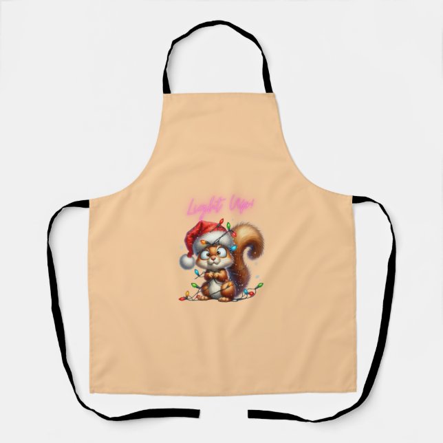 Weihnachtshörnchen mit Lights Fun Holiday Card Schürze (Vorderseite)