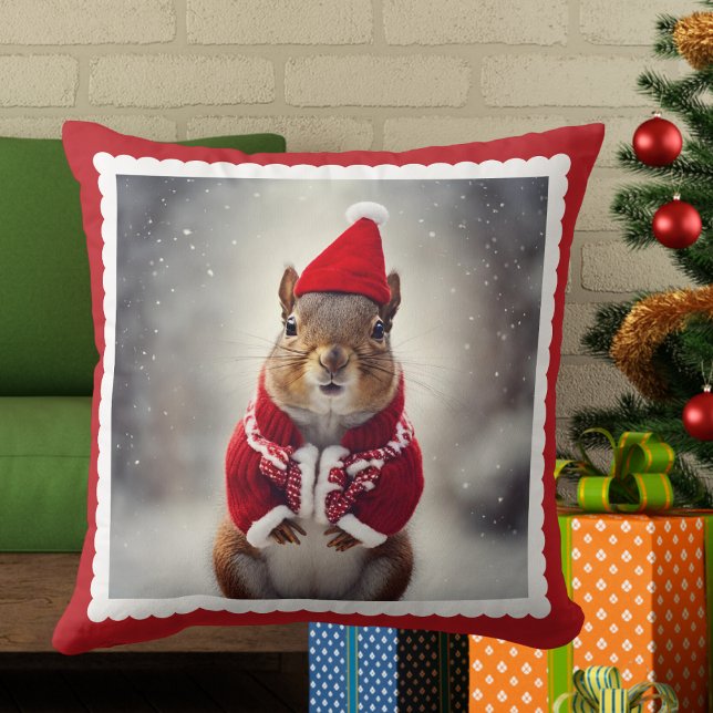 Weihnachtshörnchen Niedlich Weihnachtsausstellung Kissen (Von Creator hochgeladen)